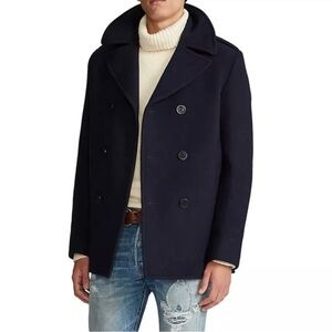 Polo Ralph Lauren Wool Blend  Men's Elegant Black Peacoat